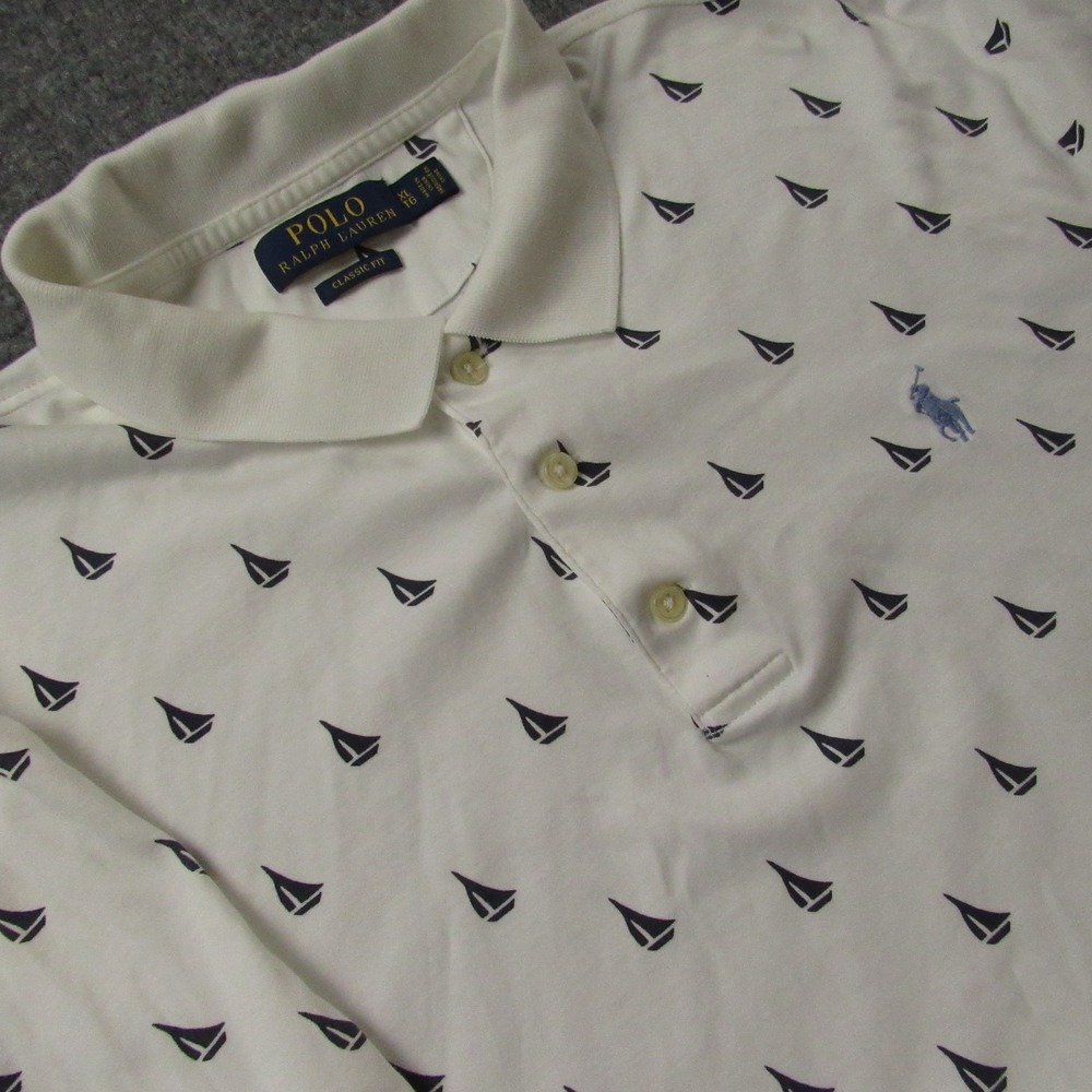 Polo Ralph Lauren Shirt Mens Extra Large White All Over‎ Print Sailboat Nautical